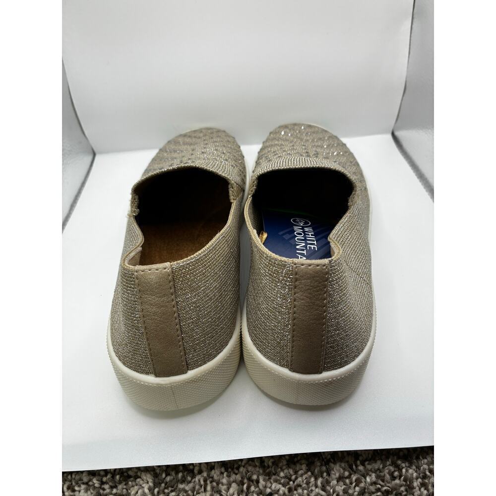 White Mountain NEW Bling Sneaker Size 7 Metallic Slip On Knit Glam Chic Brunch - Picture 4 of 7